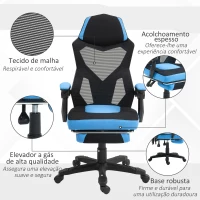Vinsetto Cadeira de Escritório Ajustável em Altura Cadeira para Secretária Giratória de 360° Reclinável até 135° 58x72x108-118 cm Azul(m-7)