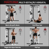 SPORTNOW Máquina Multi Estação Musculação para Treino de Ombros Braços Carga 120 kg para Fitness Ginásio em Casa 170x139x200 cm Preto(m-4)