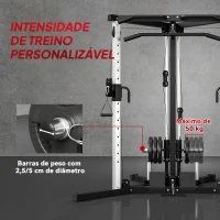 SPORTNOW Máquina Multi Estação Musculação para Treino de Ombros Braços Carga 120 kg para Fitness Ginásio em Casa 170x139x200 cm Preto(m-6)