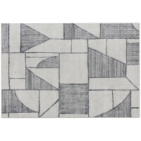 Covor Modern Antiderapant cu Linii Geometrice din Poliester, Multicolor