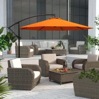 Outsunny 3m Garden Banana Parasol with Cross Base for Garden Family Use, Orange(m-2)