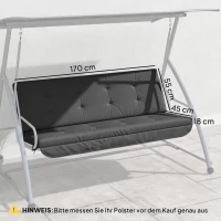 Outsunny Sitzkissen Sitzauflage für Hollywoodschaukel 170 x 100 x 8cm Dunkelgrau(m-3)