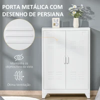 HOMCOM Armário de Metal de Armazenamento com Dupla Porta 2 Prateleiras com Altura Ajustável Armário para Escritório 75x33x110 cm Branco(m-5)