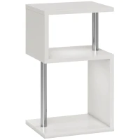 HOMCOM Table d'Appoint avec Lumière LED de 3 Niveaux avec Etagères et Structure en Aluminium pour Salon Chambre à Coucher 44x38x75 cm Blanc(m-7)