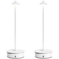 HOMCOM Conjunto de 2 Candeeiros de Mesa Recarregáveis por USB Reguláveis com Controlo Táctil 3000K/4500K/6500K Ø10x30 cm Branco