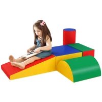 HOMCOM Conjunto de 5 Blocos de Psicomotricidade para Crianças Blocos de Construção Brinquedo para Aprendizagem Multicor(m-10)
