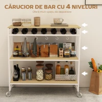 HOMCOM Cărucior Multifuncțional cu 4 Nivele cu Suport pentru Sticle și 5 Cârlige Detașabile(m-4)