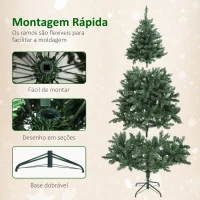 HOMCOM Árvore de Natal 180 cm com Luzes LED 9 Modos de Iluminação 802 Ramos e Neve Artificial Verde(m-7)