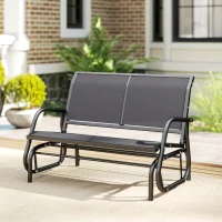 Outsunny 2-Sitzer Schaukelstuhl Gartenbank mit Schaukelmechanismus Gartenschaukel Sitzbank aus Metall Parkbank bis 200 kg belastbar Gartenmöbel für Garten, Terrasse, Veranda 120 x 70 x 85 cm Grau(m-8)