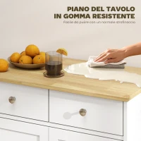 HOMCOM Credenza Bassa con Armadietto 2 Ante, Ripiani Regolabili e 2 Cassetti, Bianco e Legno(m-5)