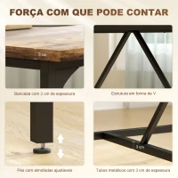 HOMCOM Mesa de Refeição Retangular para 6-8 Pessoas Mesa de Cozinha Industrial com Pés de Metal 180x80x75,5 cm Castanho Rústico(m-6)