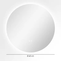 kleankin Miroir rond lumineux LED de salle de bain Ø 60 cm mural avec éclairage interrupteur tactile système antibuée  29 W gris(m-3)