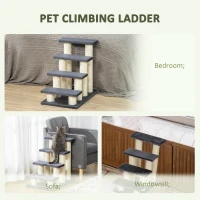 Pawhut 59cm Cat Tree Scratching Post Ladder for Kitty Portable Grey(m-6)