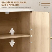 HOMCOM Armoire murale de salle de bain, meuble de rangement avec compartiment ouvert et étagère réglable, 60 x 18 x 70 cm chêne(m-5)