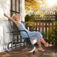 Outsunny 3-Seat Glider Rocking Chair for 3 People Garden Bench Patio Furniture Metal Frame, Black(m-4)