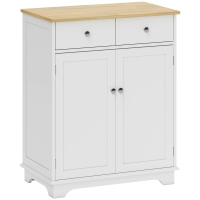 HOMCOM Credenza Bassa con Armadietto 2 Ante 2 Cassetti Bianco