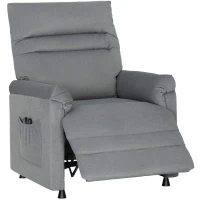 HOMCOM Fauteuil Inclinable avec 8 Points de Massage et 5 Modes, Repose-Pieds, Chauffage, Tissu Velours, Gris(m-1)