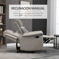 HOMCOM Sillón Relax Reclinable Manual Sillón Relax de Tela con Reposabrazos Reposapiés Acolchado Grueso Gris(m-4)