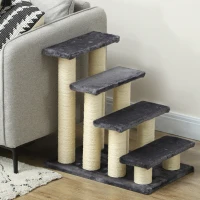 Pawhut 59cm Cat Tree Scratching Post Ladder for Kitty Portable Grey(m-10)