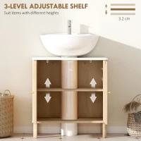 HOMCOM Under Sink Bathroom Cabinet for Basin without or with Pedestal - Oak(m-5)