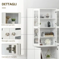 HOMCOM Mobile Libreria con 2 Armadietti, Ripiani Regolabili e Ante in Vetro, 76x40x178.5 cm, Bianco(m-6)