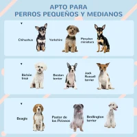 PawHut Casa para Perros con Imitación de Ventana y Tejas para Perros Medianos 65x75,7x63 cm Azul Verdoso y Blanco(m-7)