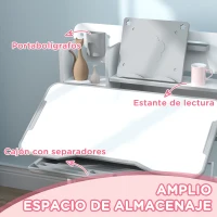 AIYAPLAY Juego de Escritorio y Silla para Niños de +3 Años Altura Ajustable con Tablero Inclinable 80x55x107,5 cm Gris(m-6)