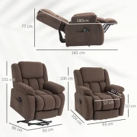 HOMCOM Poltrona relax alzapersona elettrica con funzione massaggio e riscaldamento, 93 x 104 x 100 cm, Marrone(m-3)