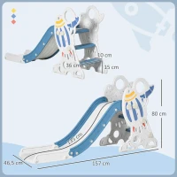 AIYAPLAY Escorregador para Crianças de 18-36 Meses com 3 Degraus Antiderrapantes 157x46,5x80 cm Azul(m-3)