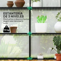 Outsunny Invernadero de Exterior con 6 Estantes Puerta Enrollable Cubierta de PE y Marco de Acero 140x143x190 cm Blanco(m-4)