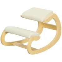 HOMCOM Cadeira Ergonómica de Joelhos com Almofadas Acolchoadas Estrutura de Madeira para Melhor Postura Escritório 55x85x55 cm Creme(m-11)