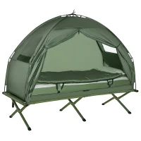 4 en 1 tente surélevée avec lit de camping pliable +sac de couchage +matelas pneumatique+pompe(m-1)