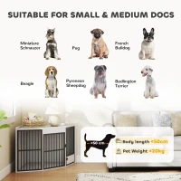 PawHut Cage pour chien, Boîte de séjour pour petits et moyens chiens, Porte d'alimentation pour animaux de compagnie, MDF, Métal, Blanc(m-4)