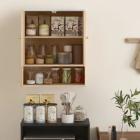 HOMCOM Armadietto Bagno a Parete con Ripiano Aperto e Ante Decorate, Piano Effetto Marmo, 60x18x70 cm, Rovere(m-7)