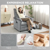 HOMCOM Fauteuil Inclinable avec 8 Points de Massage et 5 Modes, Repose-Pieds, Chauffage, Tissu Velours, Gris(m-4)