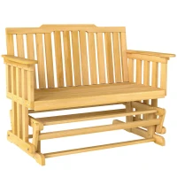 Outsunny 2-Sitzer Schaukelbank mit Armlehne Gartenbank Schwingsessel Massivholz Natur 124 x 76 x 95 cm(m-1)