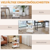 HOMCOM Rolbare Keukenwagen met 2 Planken, Lade, Plank, 4 Wielen, Handvatten, van Staal, Wit(m-7)