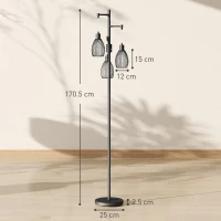 HOMCOM 3-Light LED Floor Lamp, 170cm Industrial Dimmable Standing Lamp with Steel Wire Cage Lampshades, 2700K for Living Room, Bedroom, Dining Room, Study, Black(m-3)