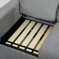 HOMCOM 3-Sitzer Modulares Sofa mit Aufbewahrungshocker aus Ripp-Velours, 196x139x85 cm, Hellgrau(m-5)