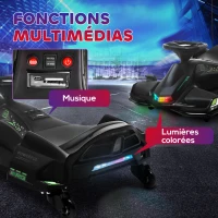 HOMCOM Kart électrique pour enfant 12V, karting enfant, vitesse réglable 3-8 km/h, mode de dérive, 90 x 53 x 99 cm, noir(m-5)