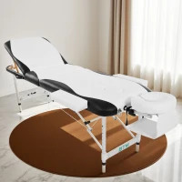 Portable Aluminium Massage Table, 3-Section Foldable Couch Bed with Adjustable Headrest, Arm Support, and Carrying Bag, White(m-7)
