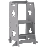 AIYAPLAY Escalera Montessori Convertible en Set de Mesa y Sillas con Barra de Seguridad, en Madera, 60x44.5x86 cm, Gris