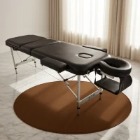 Portable Aluminium Massage Table, 3-Section Foldable Couch Bed with Adjustable Headrest, Arm Support, and Carrying Bag, Black(m-1)