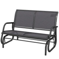 Outsunny 2-Sitzer Schaukelstuhl Gartenbank mit Schaukelmechanismus Gartenschaukel Sitzbank aus Metall Parkbank bis 200 kg belastbar Gartenmöbel für Garten, Terrasse, Veranda 120 x 70 x 85 cm Grau(m-10)