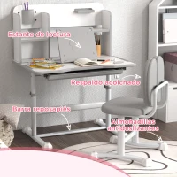 AIYAPLAY Juego de Escritorio y Silla para Niños de +3 Años Altura Ajustable con Tablero Inclinable 80x55x107,5 cm Gris(m-7)