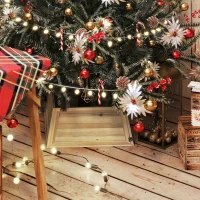 HOMCOM Weihnachtsbaumrock 65 x 65 cm Weihnachtsbaum Kragen aus Tannenholz Naturholz(m-7)