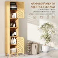 HOMCOM Coluna de Casa de Banho Estreita Armário de Casa de Banho Alto com Portas e Pés de Bambu 32x30x170 cm Madeira(m-4)