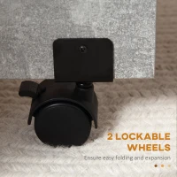 HOMCOM Folding Dining Table, Drop Leaf Table with 2-Tier Shelves, Rolling Casters, for Small Spaces, Kitchen, Cement Grey(m-7)