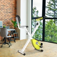 HOMCOM Foldable Exercise Bike, Indoor Fitness Bicycle Trainer with 8-level Magnetic Resistance and LCD Monitor, Yellow(m-14)