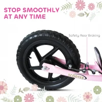 HOMCOM Kids Scooter Kick Scooter, with 12" EVA Tyres, Rear Brake, Big Wheels Scooter for 5-12 Years , Pink(m-6)